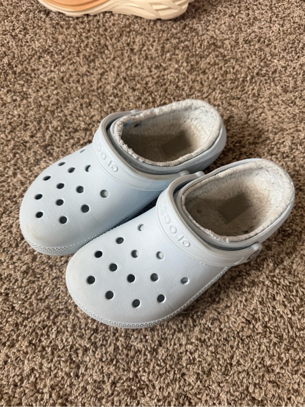 Light Blue Fuzzy Crocs